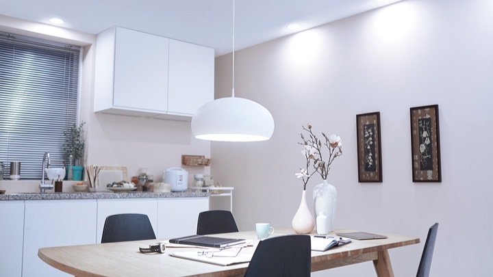 Brightly lit kitchen table