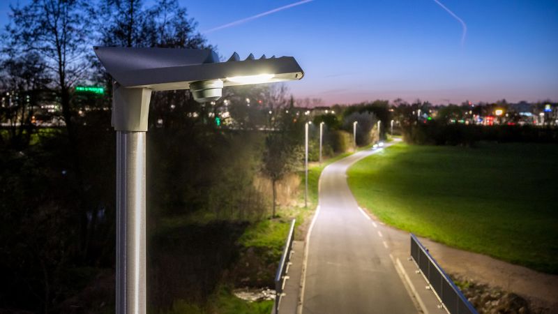 Some of the 3,200 LED street lights from Signify in the town of Herzogenaurach, Germany