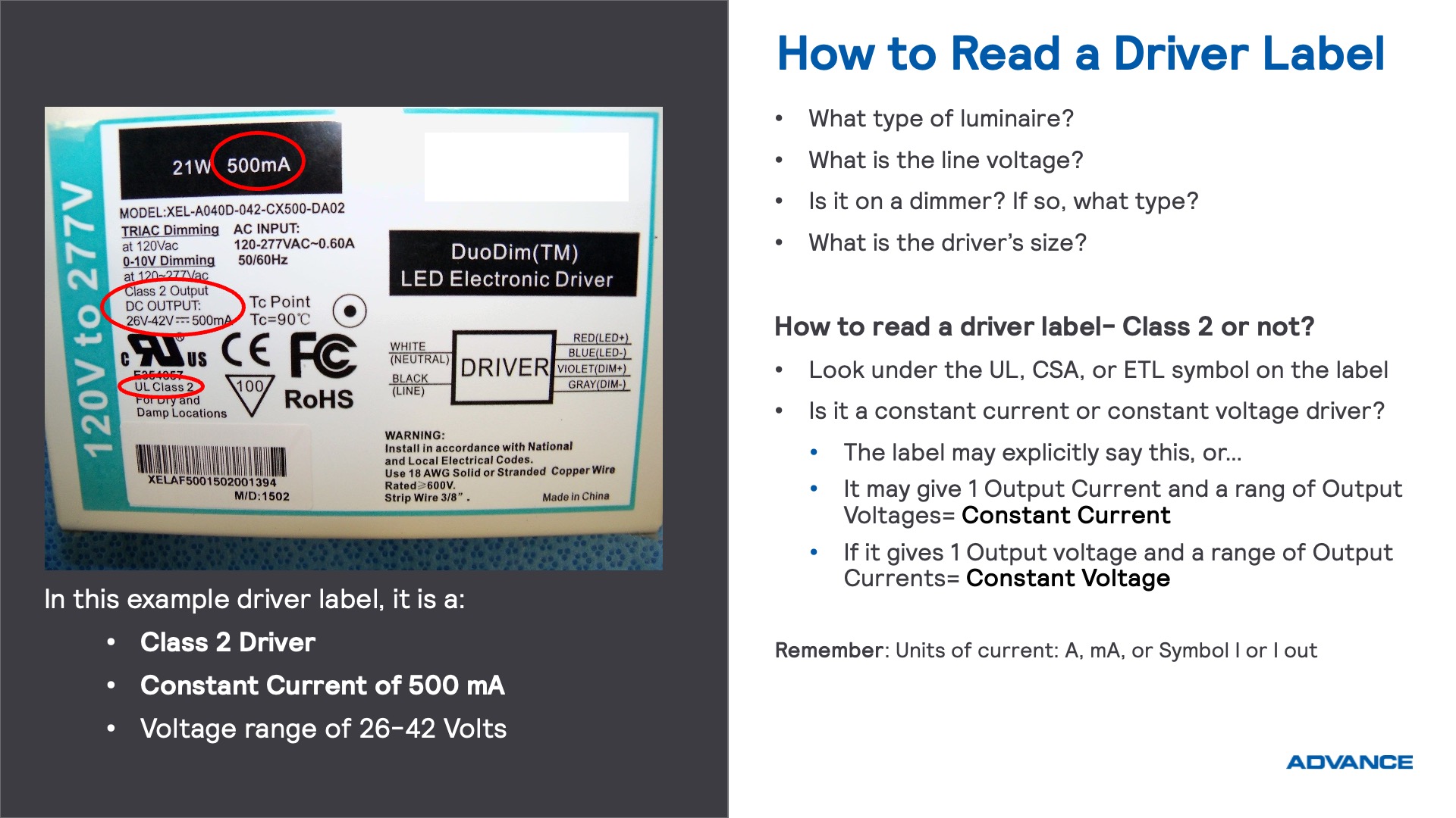 Advance Express How To Read A Driver Label